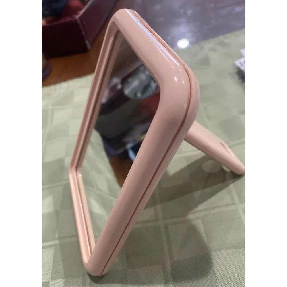 Vintage Goody Mirror Stand Up Vanity Rectangle USA Peach Pink
